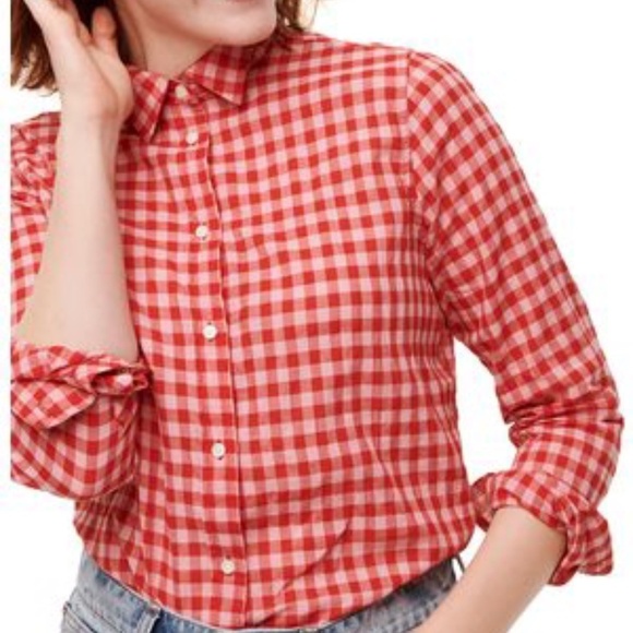 J. Crew Tops - J Crew Classic-fit boy shirt in crinkle gingham 4